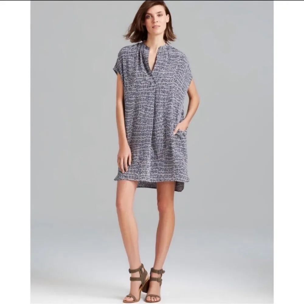 VINCE Silk Static Print Shift Tunic Dress M